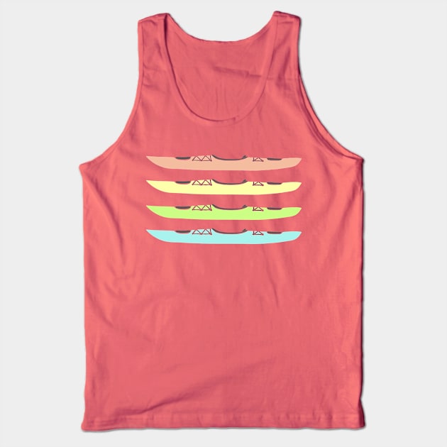 Pastel Rainbow Colored Kayaks Tank Top by Alissa Carin